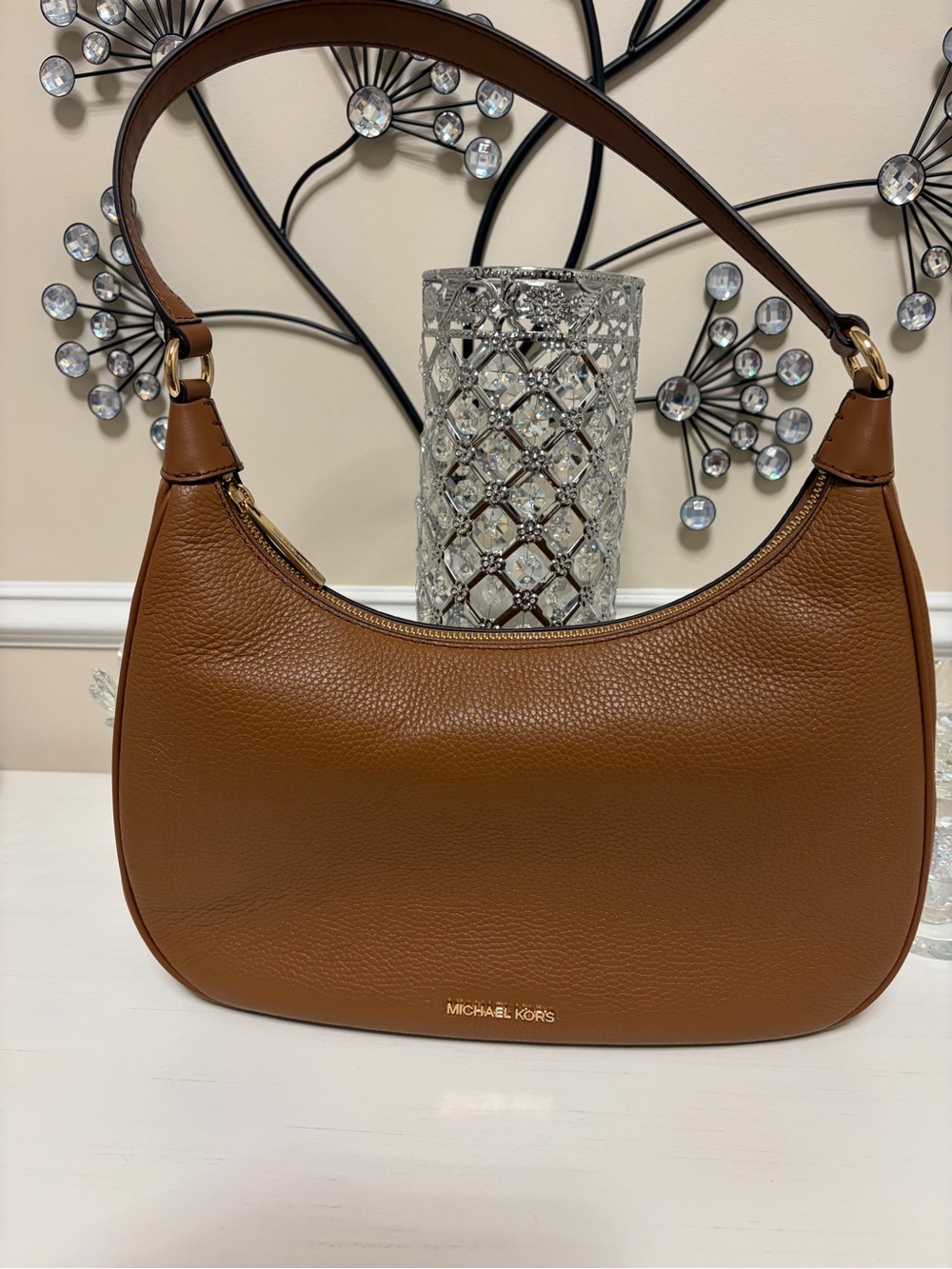 Michael Kors Tan Pebbled Leather Shoulder Hobo